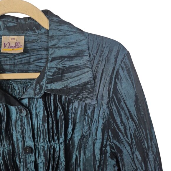 Noelle Womens Jacket Size 8/10 Crinkle Button Front Blazer Event Dressy Retro - Picture 5 of 5